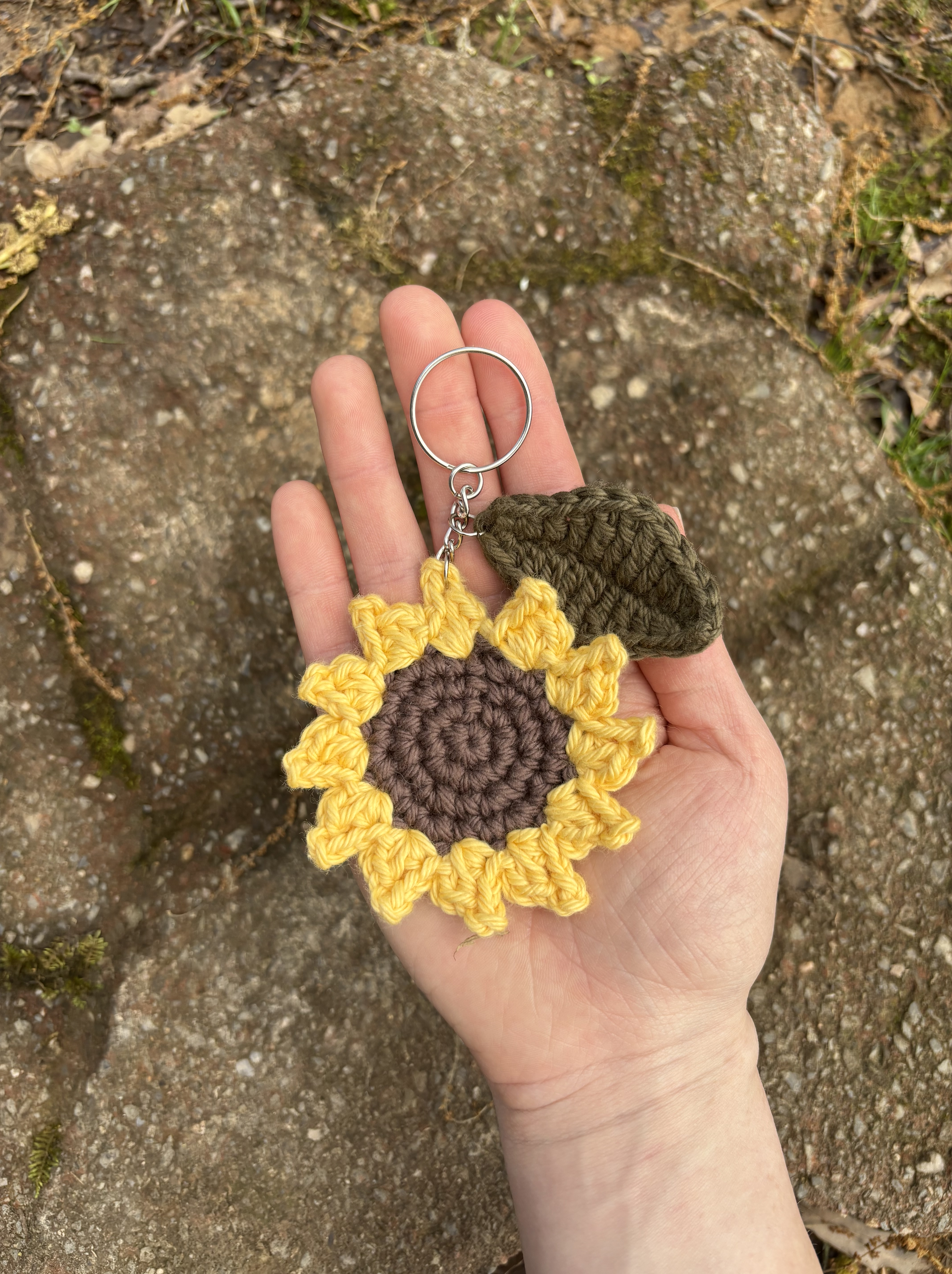 Free Crochet Sunflower Keychain Pattern