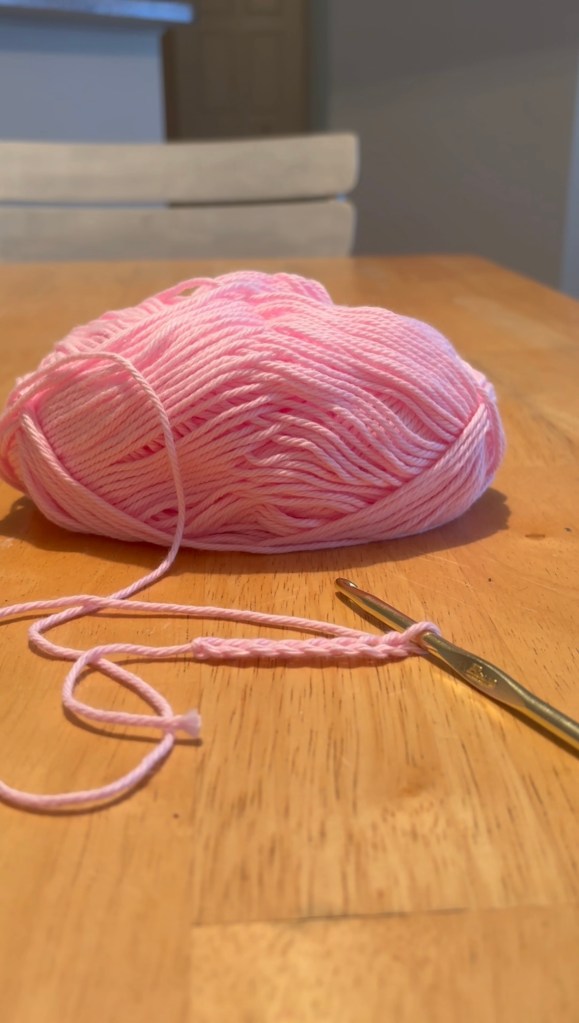 step 1: make a slip knot and 8 chain stitches