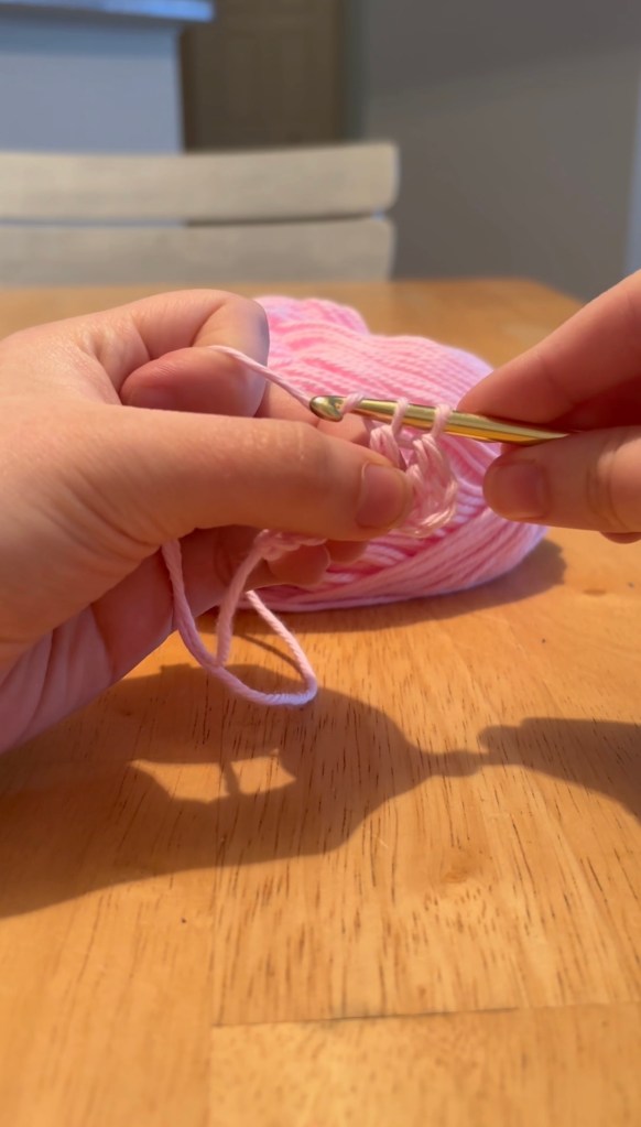 step 13: yarn over and pull through the last 2 loops