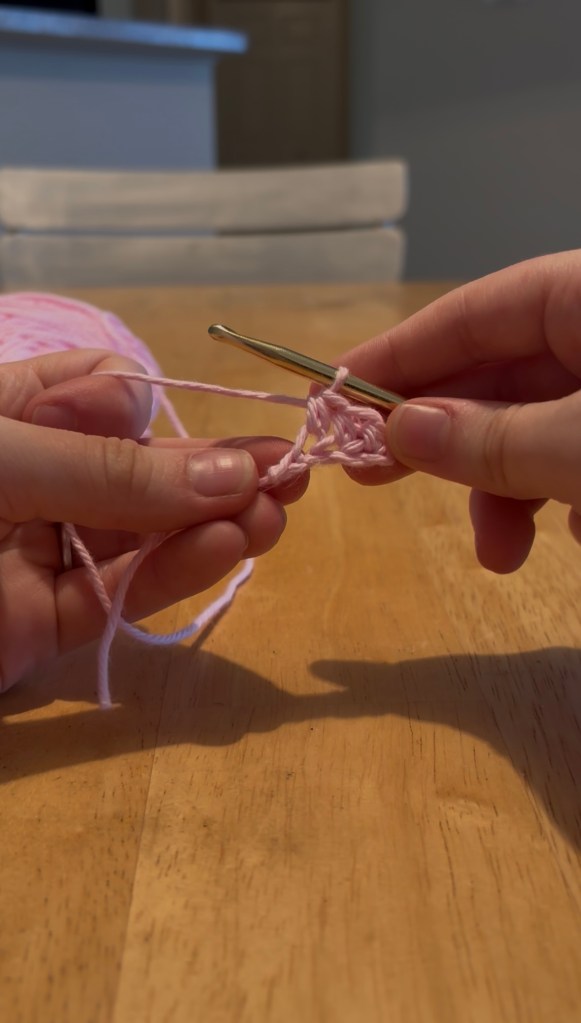 step 7: completed half double crochet