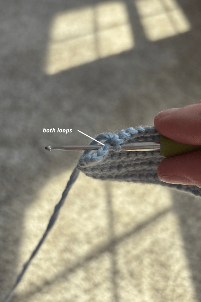 inserting the hook under both loops